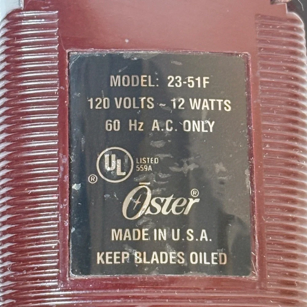 Oster Fast Feed Adjustable Pivot Motor Clipper Burgundy Made in USA 23-51F